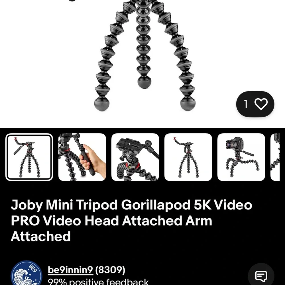 Joby Mini Tripod Gorillapod 5K Video PRO Video Head Attached Arm Attached